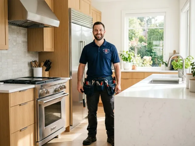 Appliance Repair Hero technician in a Advance, IN kitchen after an appliance repair